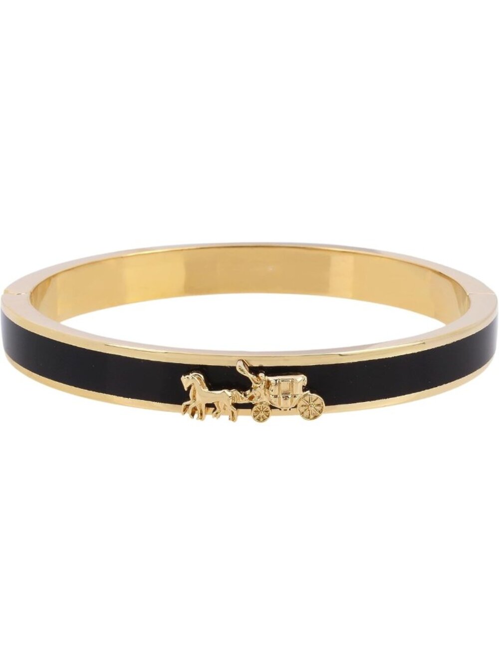 Elegant Enamel Hinge Bracelet with Horse & Carriage Design - Chic Accessory